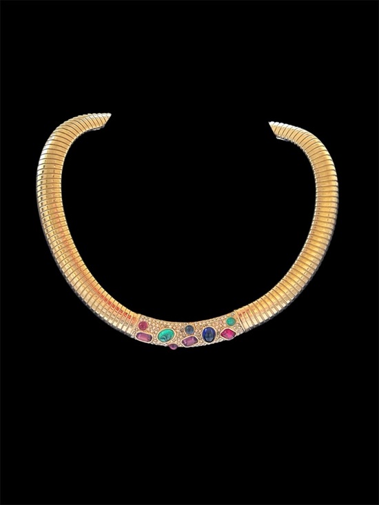 Ciner Jewelry - Vintage Authentic CINER Collar Necklace (Gold-Plated) - “Jewels of India” Style